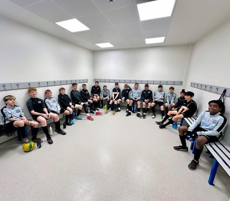 Player dressing room before a football match.
