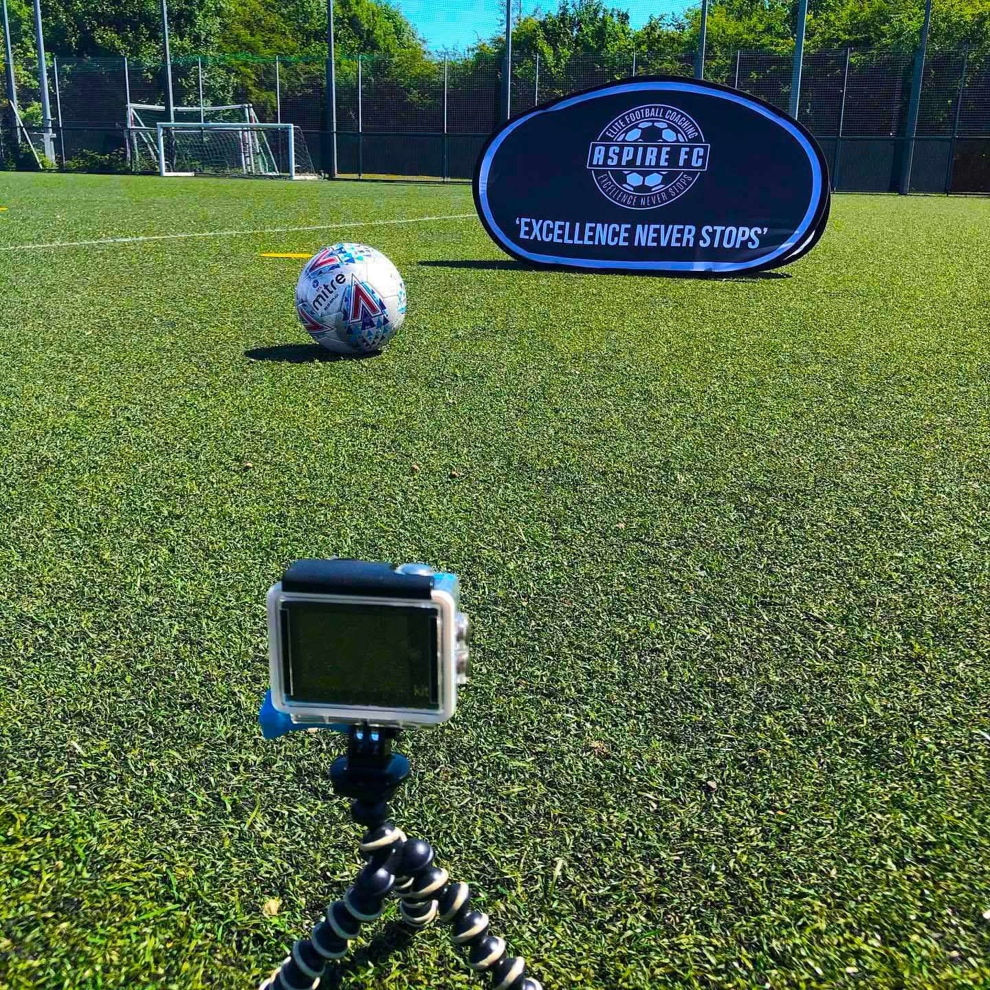 Go pro to record skills and technique ready for analysis by a football coach.