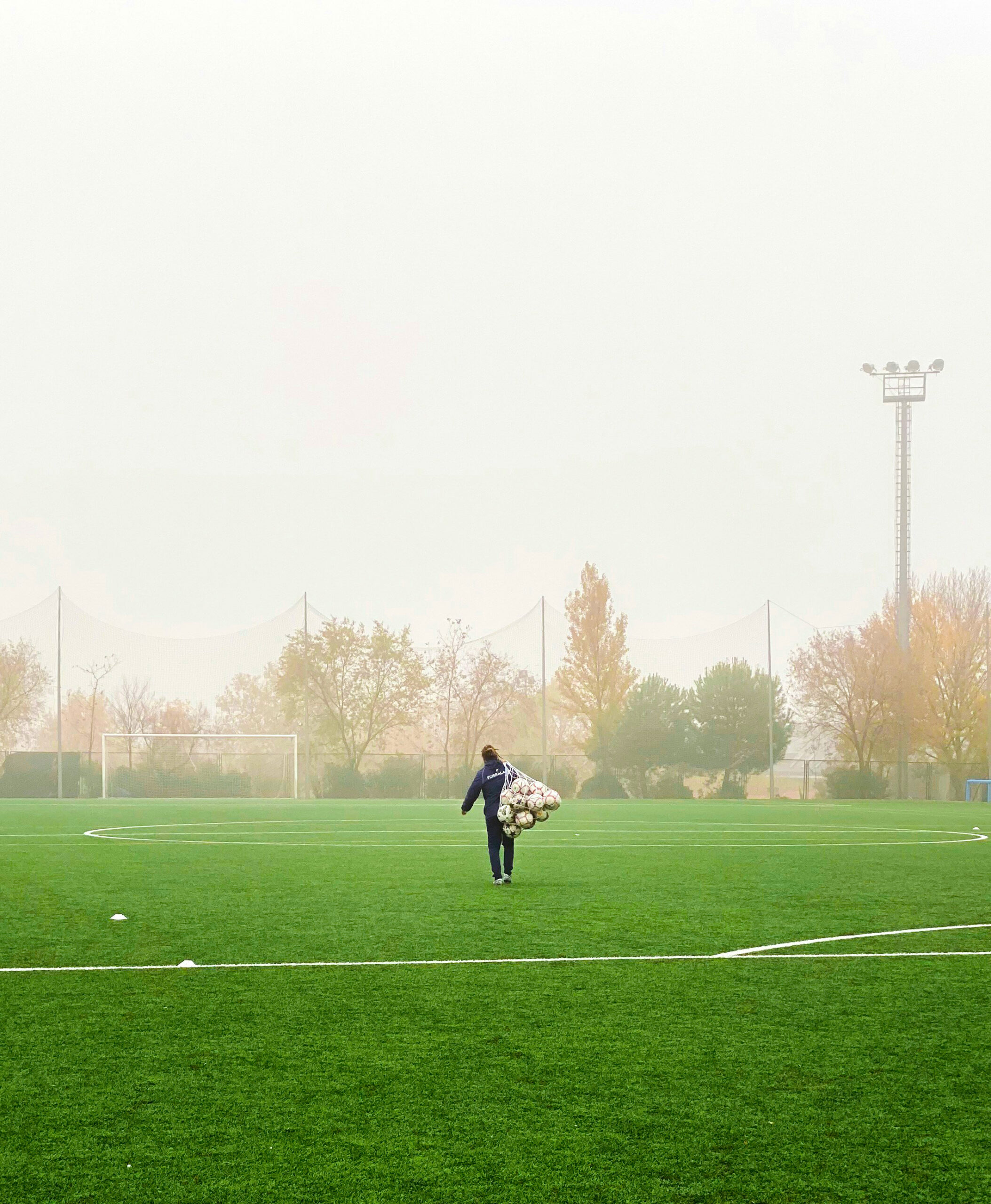 Setting up ready for the football practice session ahead.