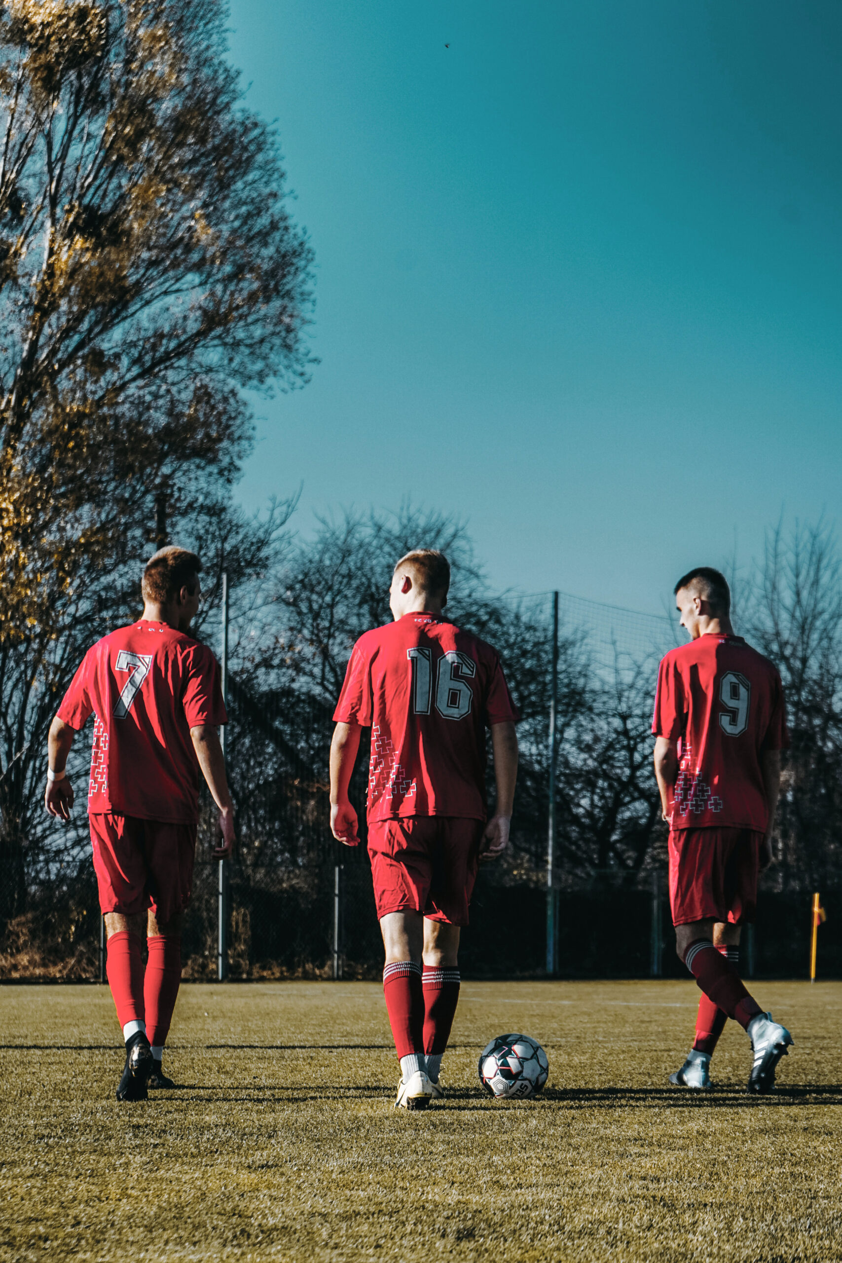 Players after a football match.